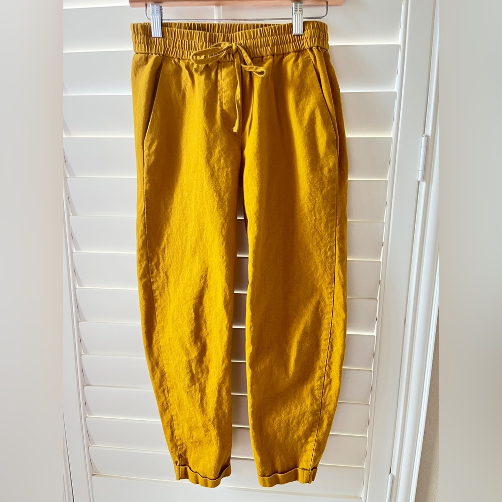 JCrew Linen-cotton drawstring easy pant